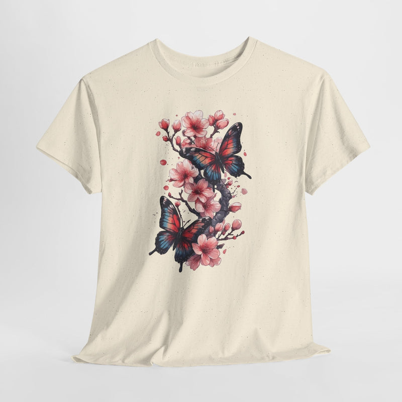 Natural butterfly and cherry blossom t-shirt