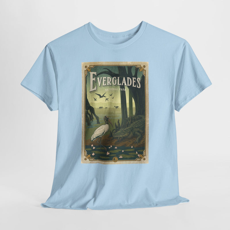 Light blue Everglades vintage poster t-shirt