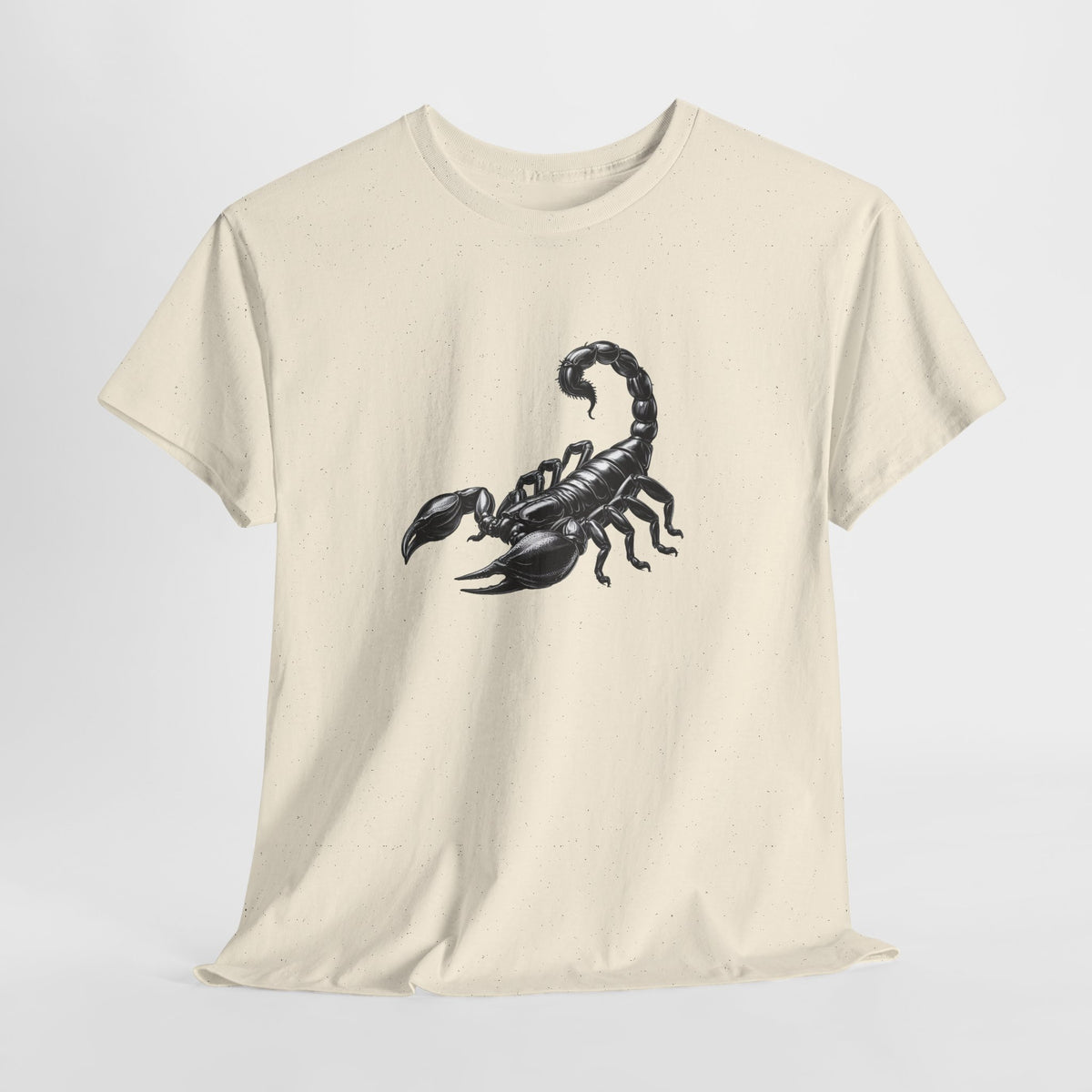 Scorpion t-shirt with a hand-inked black and white scorpion graphic