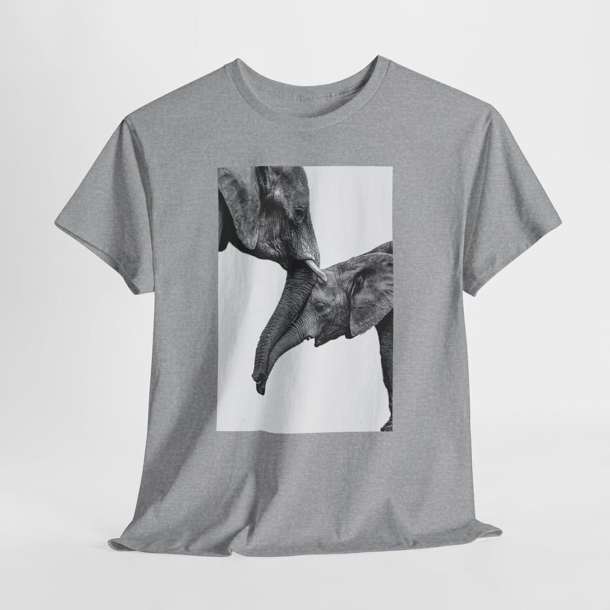 Elephant t-shirt with a black-and-white elephant photograph