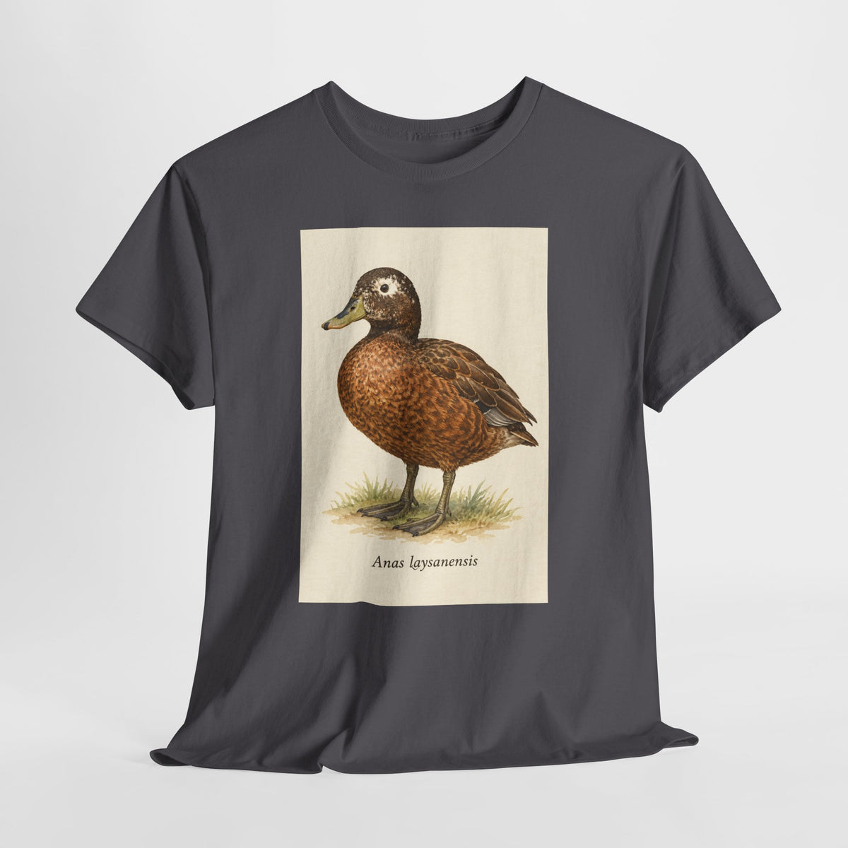 Laysan duck t-shirt with a vintage Anas laysanensis field-guide illustration