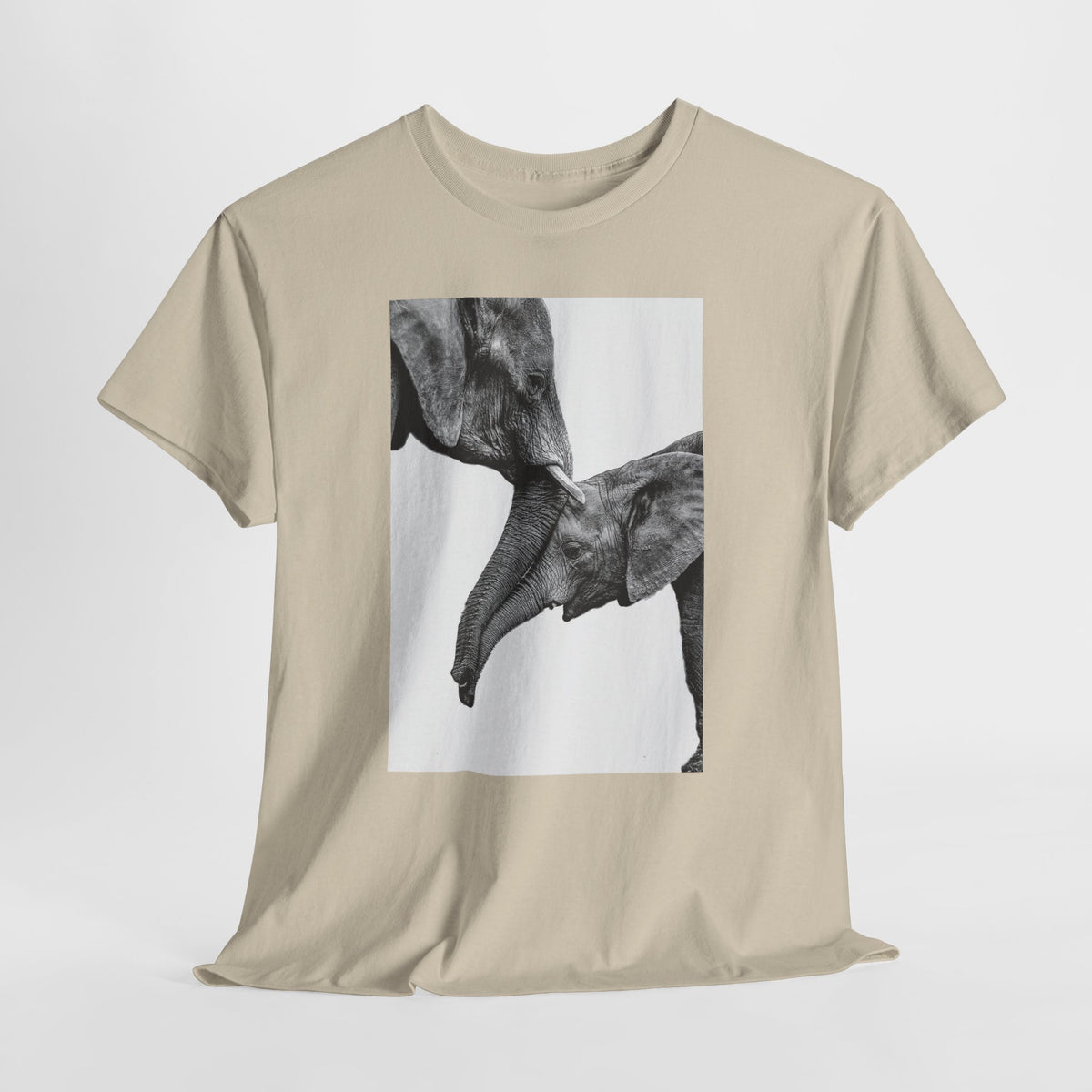 Elephant t-shirt with a black-and-white elephant photograph