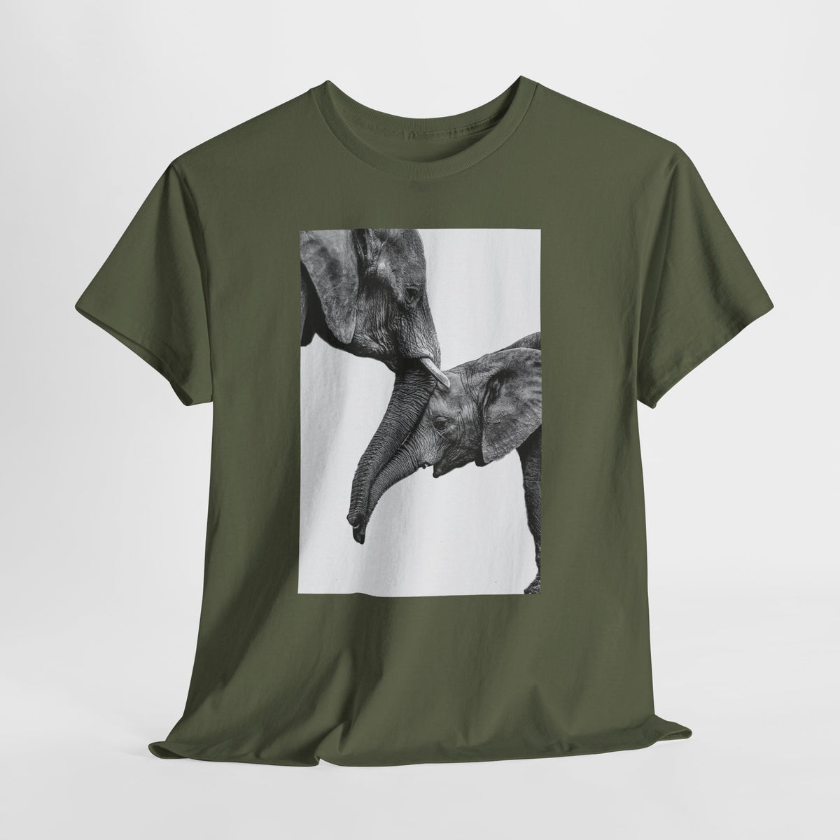 Elephant t-shirt with a black-and-white elephant photograph