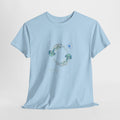 Jellyfish t-shirt with two watercolor jellyfish and bubbles in pale blue