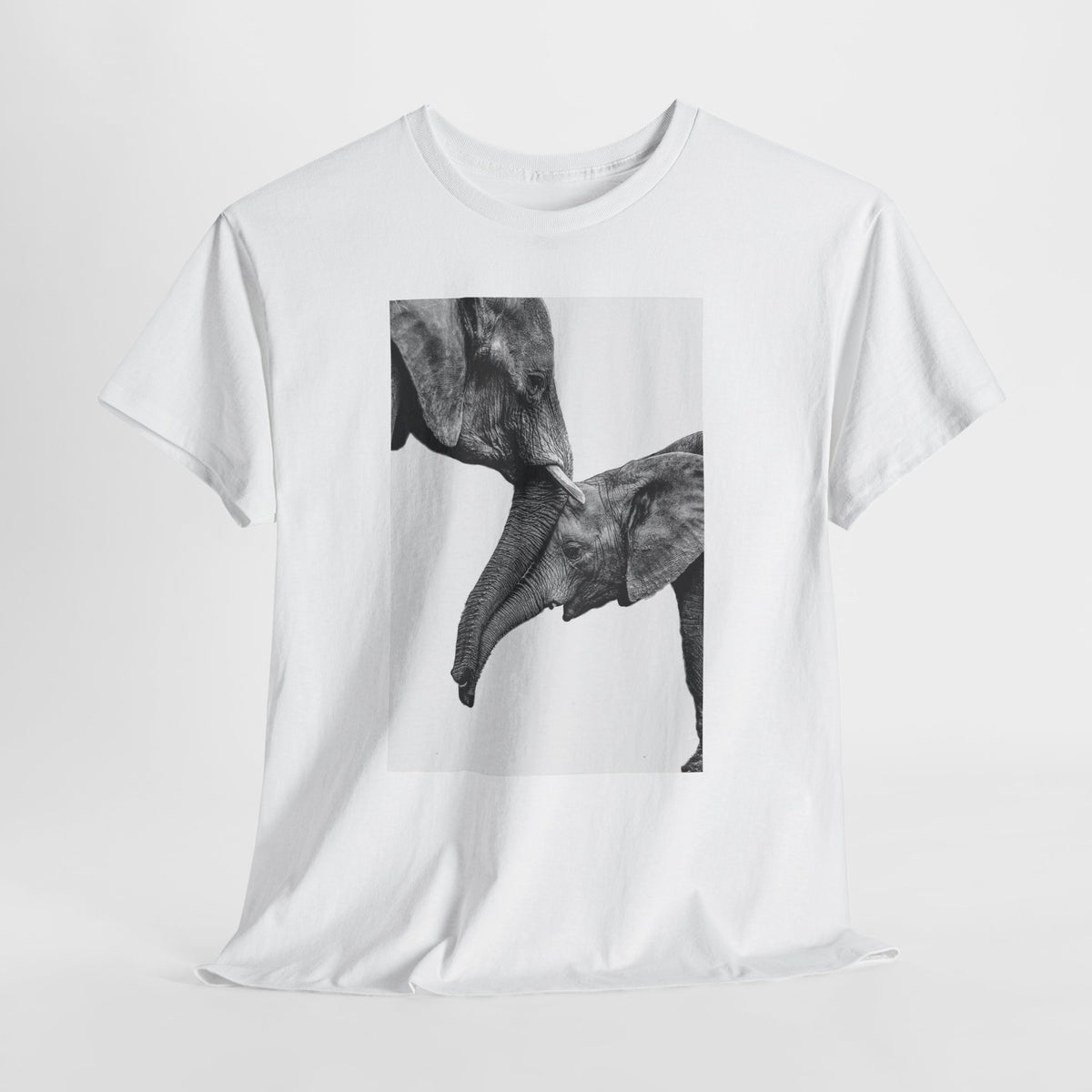 Elephant t-shirt with a black-and-white elephant photograph