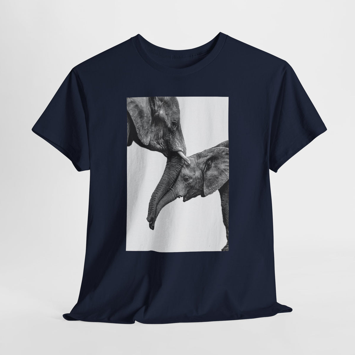 Elephant t-shirt with a black-and-white elephant photograph