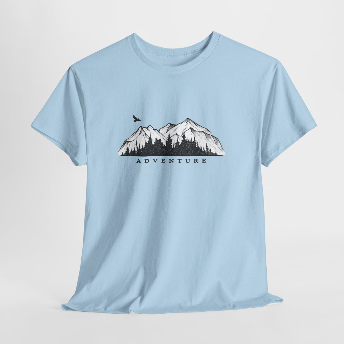 Mountain t-shirt with a hand-drawn mountain sketch and the word ADVENTURE