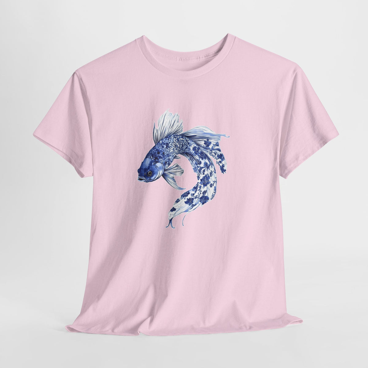 Koi fish t-shirt with a blue watercolor koi swimming in a circle