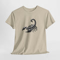 Scorpion t-shirt with a hand-inked black and white scorpion graphic