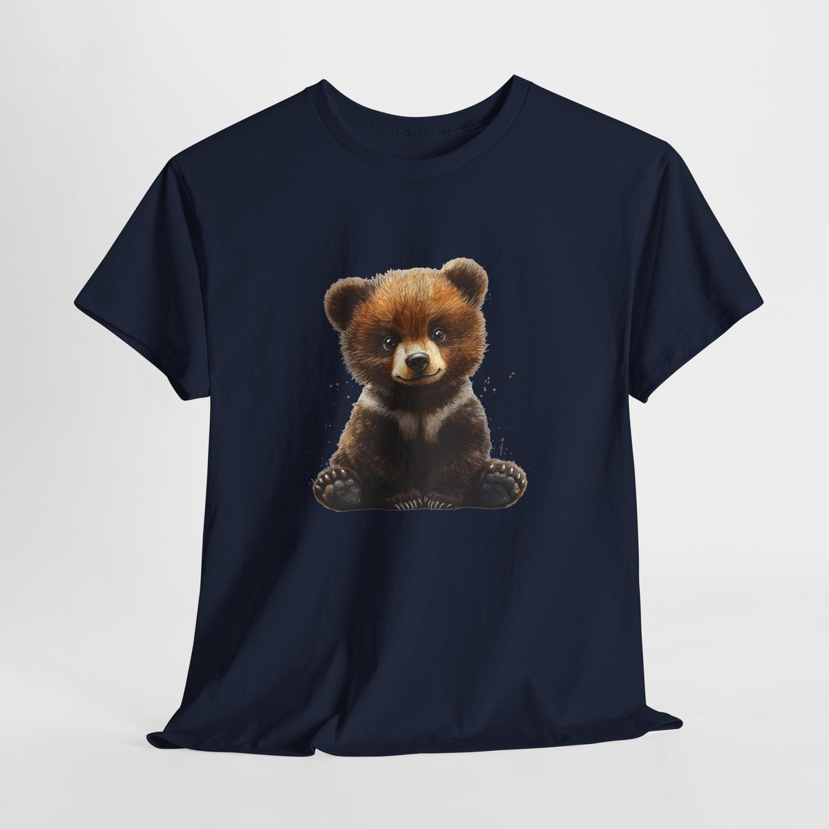 Bear shirt with a painterly bear cub illustration