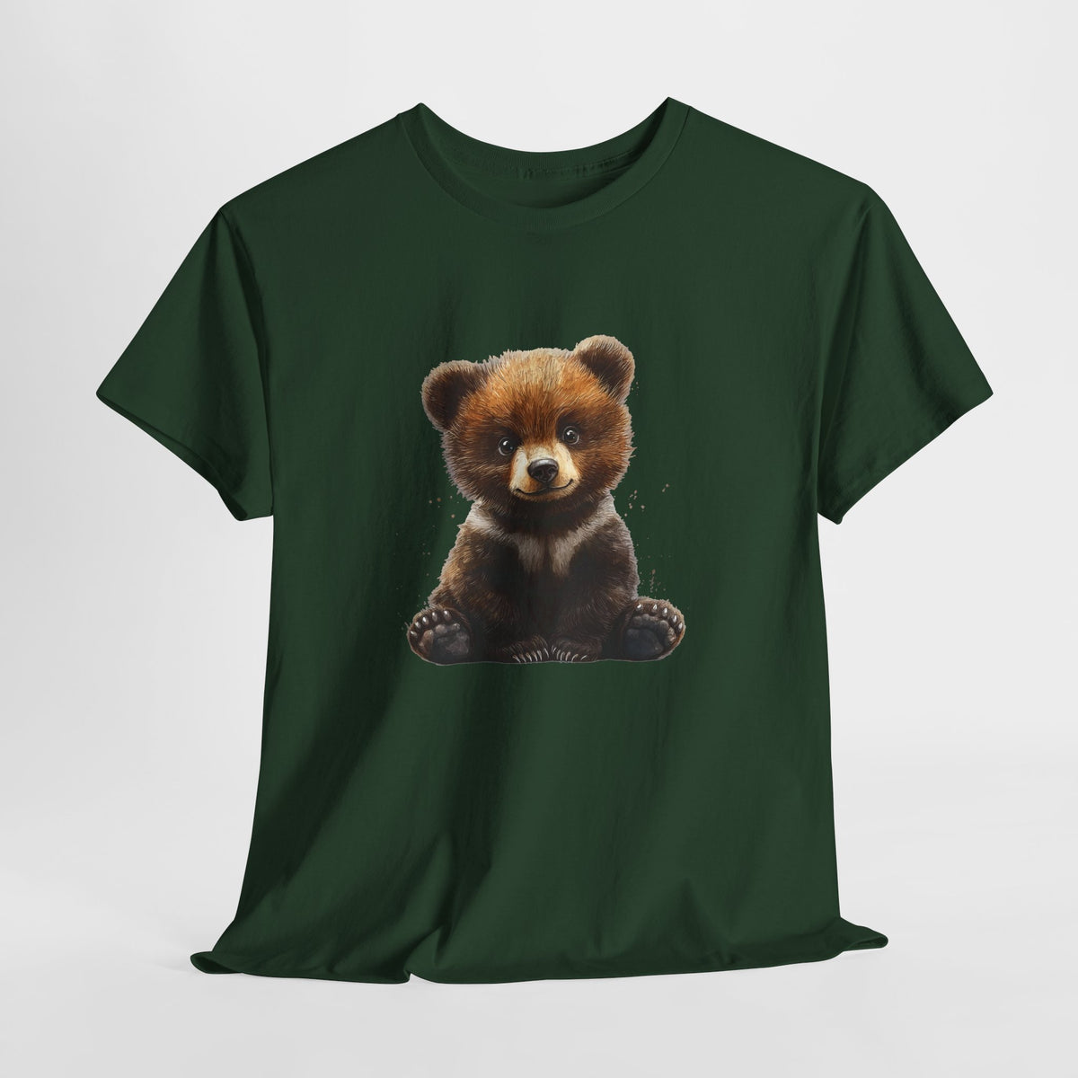Bear shirt with a painterly bear cub illustration