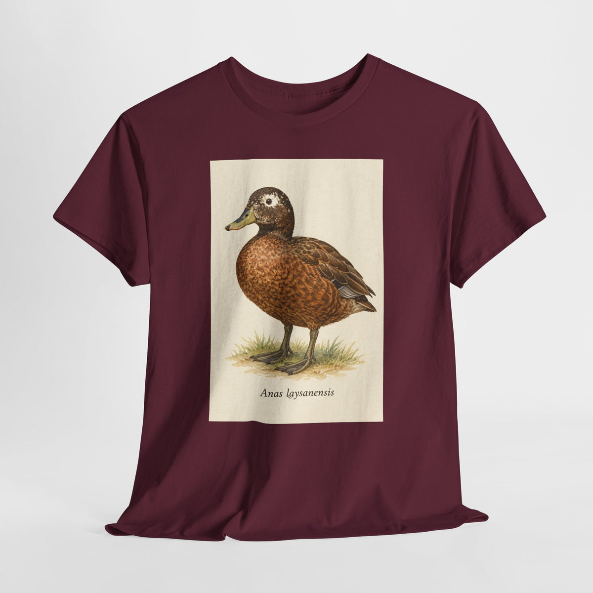Laysan duck t-shirt with a vintage Anas laysanensis field-guide illustration