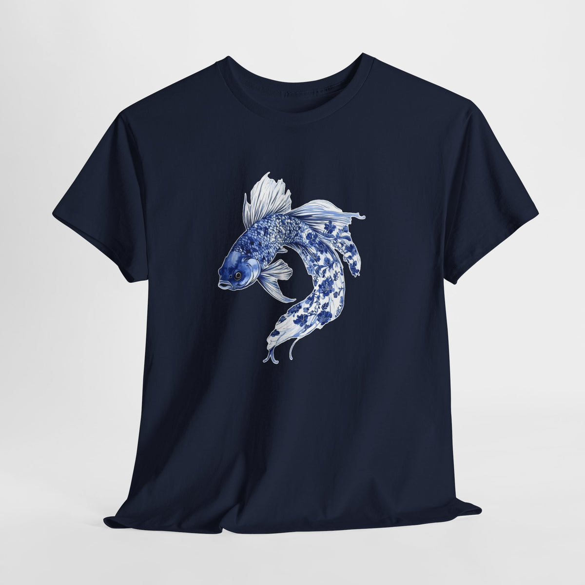 Koi fish t-shirt with a blue watercolor koi swimming in a circle