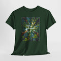 Forest t-shirt with a photo looking up at a sunlit forest canopy