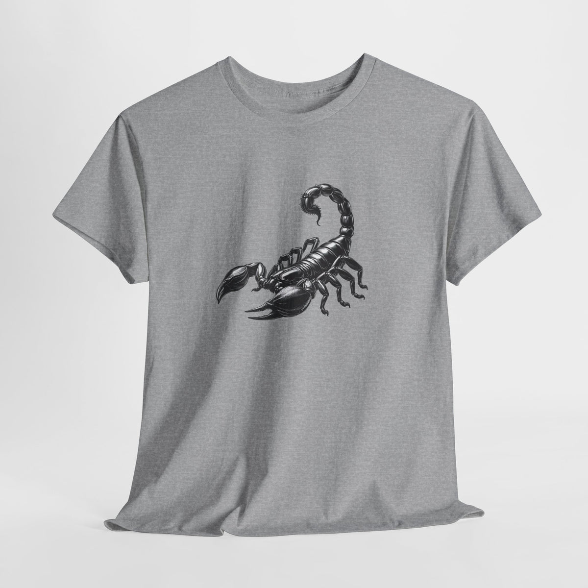 Scorpion t-shirt with a hand-inked black and white scorpion graphic