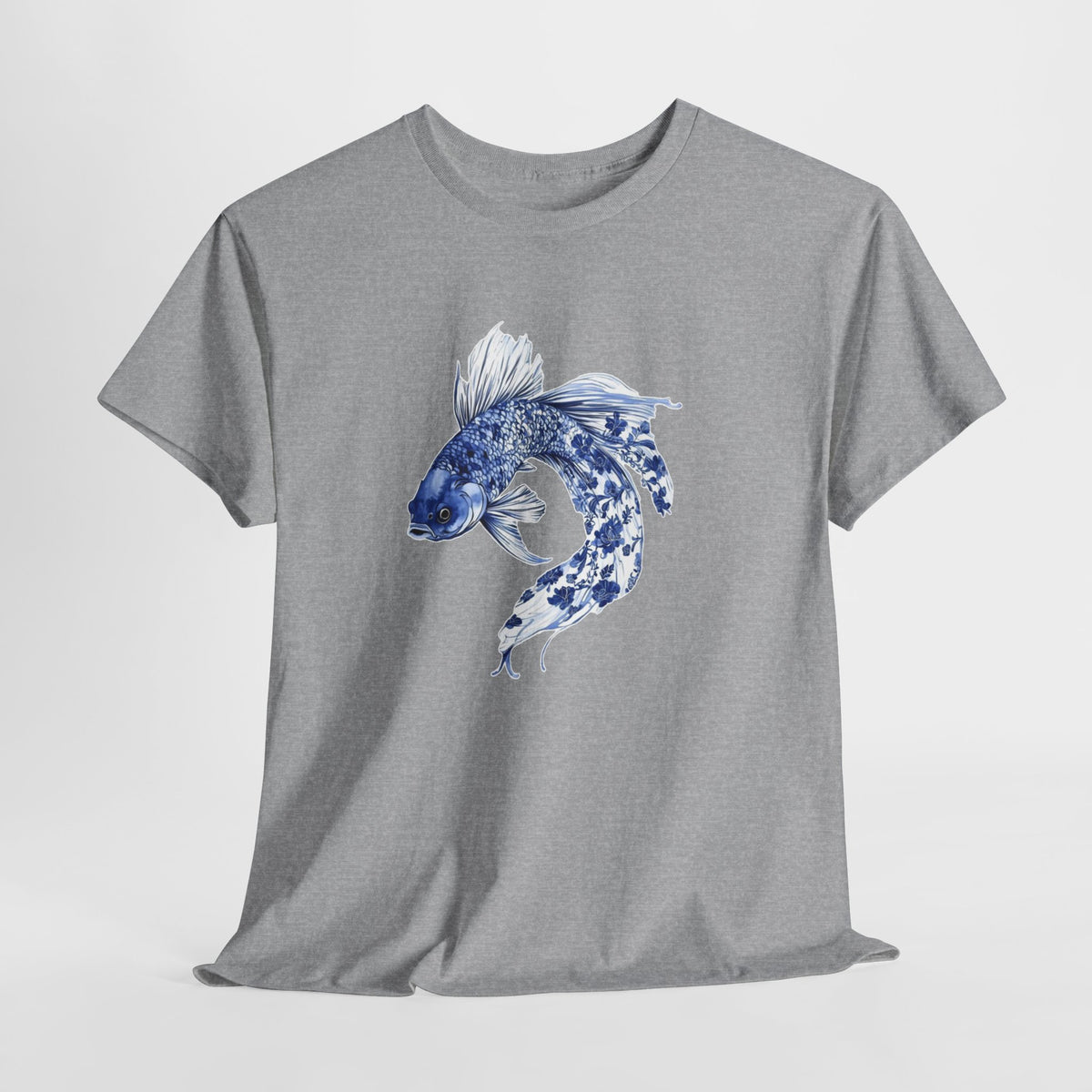 Koi fish t-shirt with a blue watercolor koi swimming in a circle