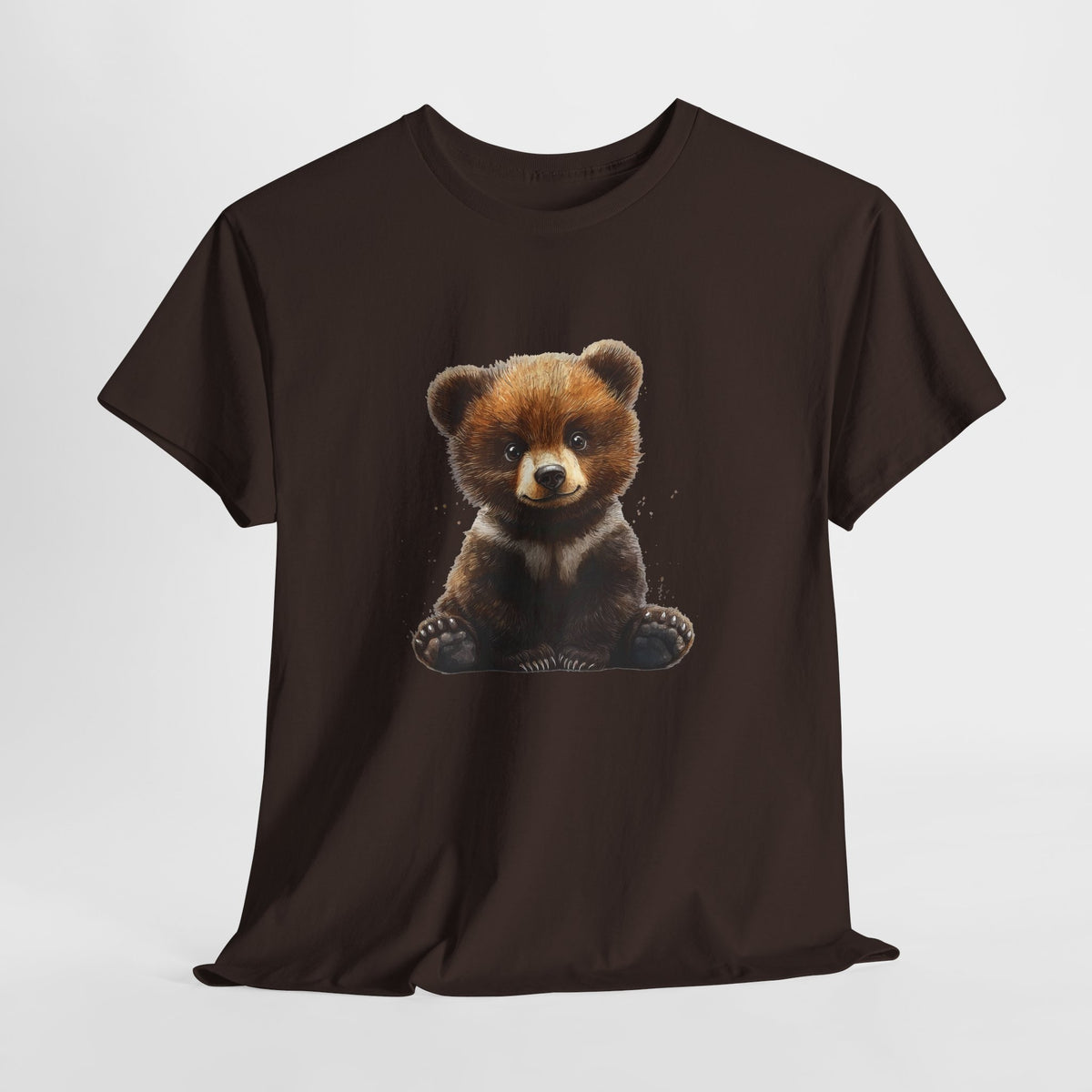 Bear shirt with a painterly bear cub illustration