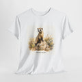 Black-footed ferret t-shirt with a ferret illustration among windswept grasses