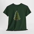Pine tree t-shirt with a hand-painted evergreen tree