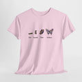 Butterfly t-shirt with a caterpillar-to-butterfly drawing and 'Give Yourself Time To Bloom'