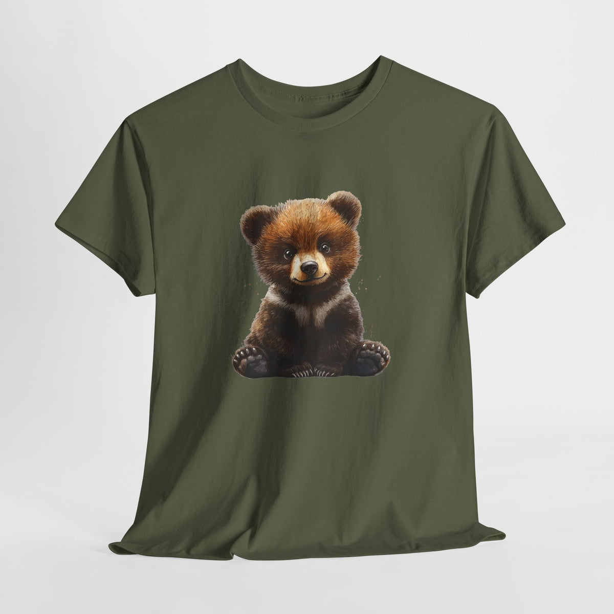 Bear shirt with a painterly bear cub illustration