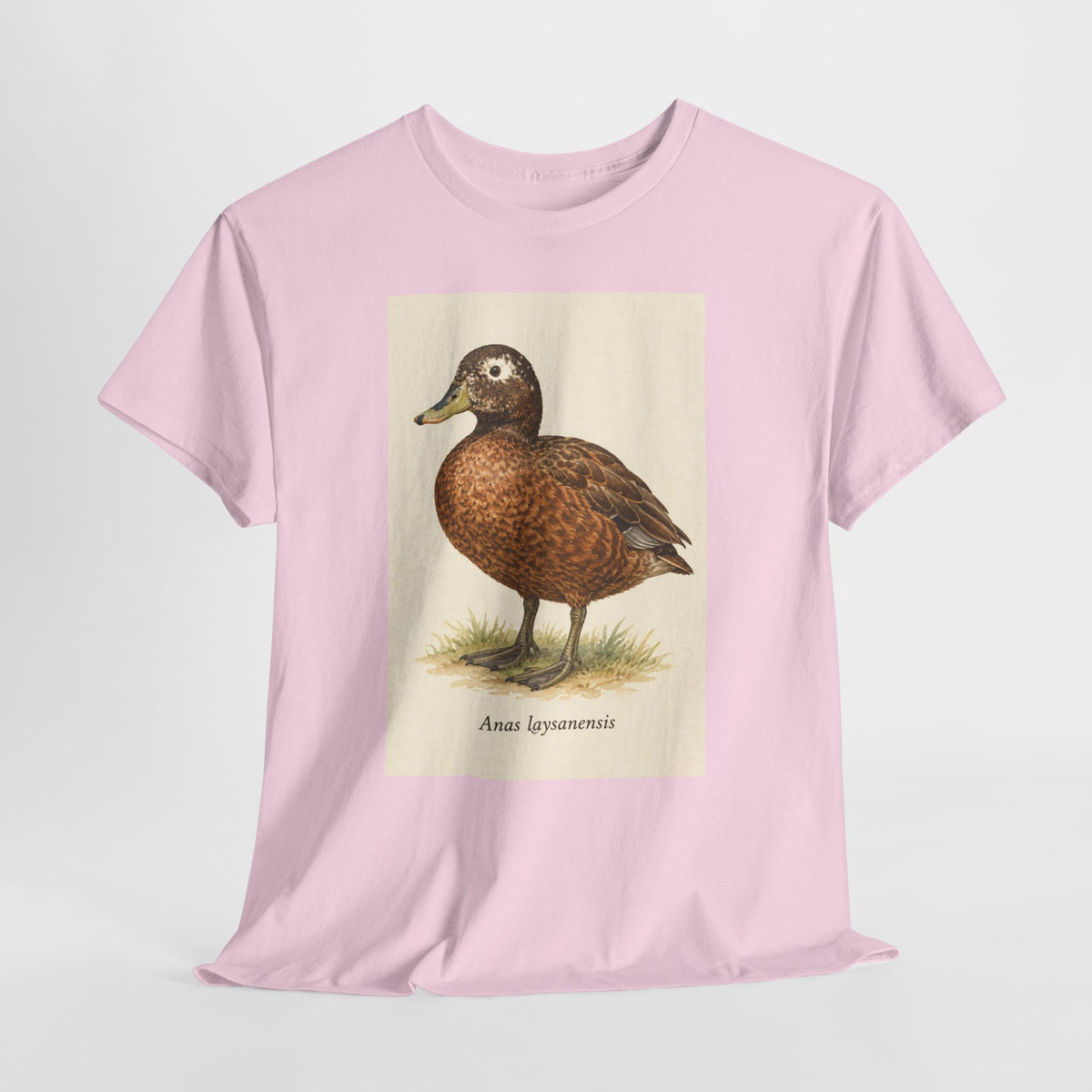 Laysan duck t-shirt with a vintage Anas laysanensis field-guide illustration