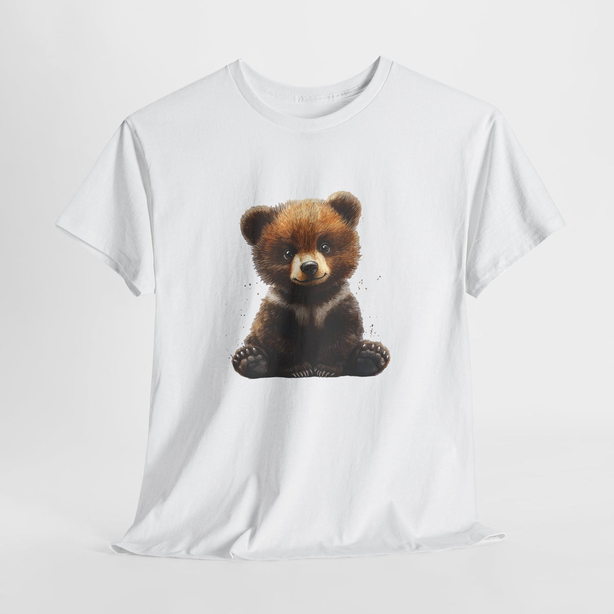 Bear shirt with a painterly bear cub illustration