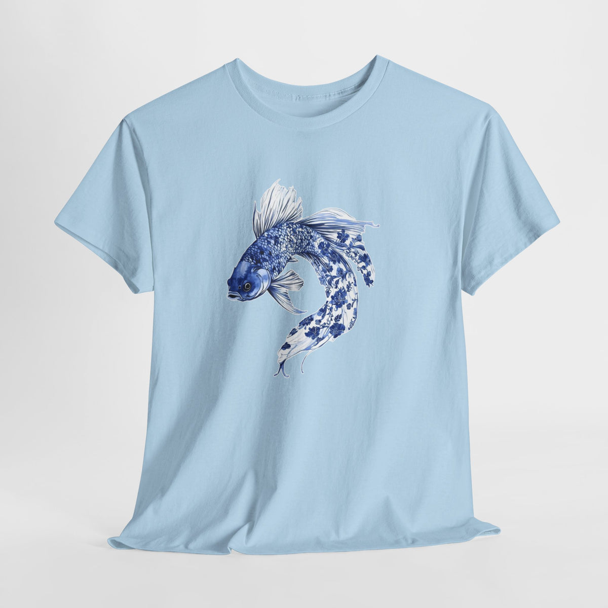 Koi fish t-shirt with a blue watercolor koi swimming in a circle