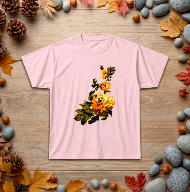 Floral Yellow Rose T‑Shirt — Vintage Garden Graphic Tee