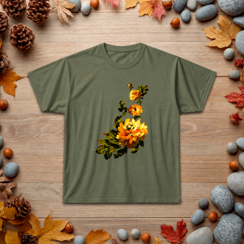 Floral Yellow Rose T‑Shirt — Vintage Garden Graphic Tee
