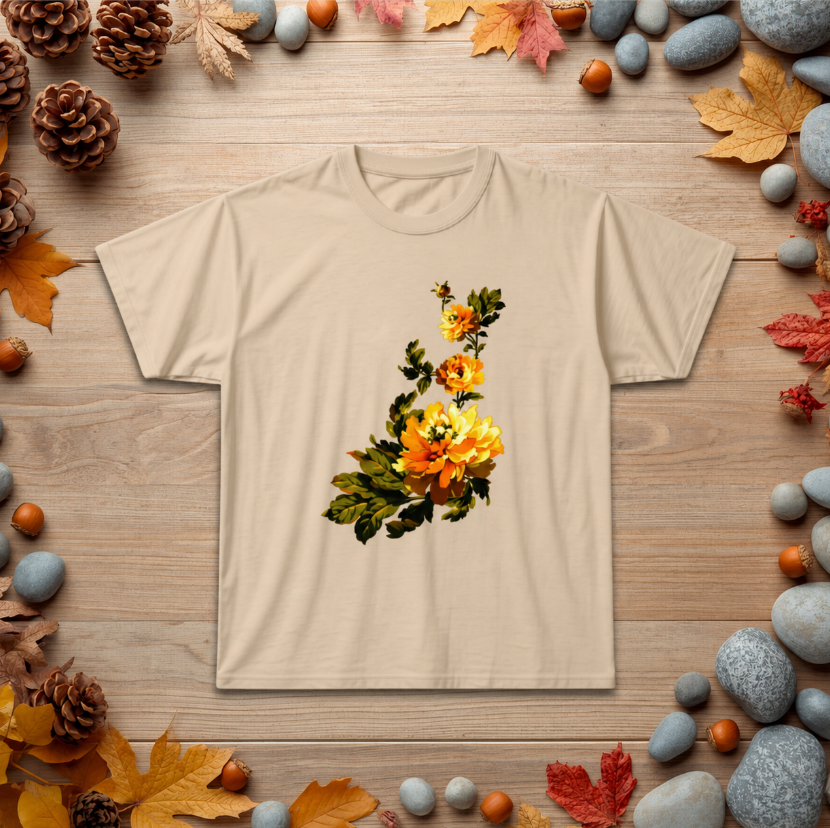 Floral Yellow Rose T‑Shirt — Vintage Garden Graphic Tee