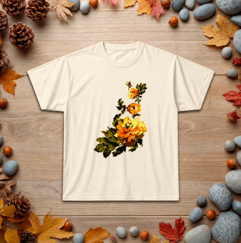 Floral Yellow Rose T‑Shirt — Vintage Garden Graphic Tee