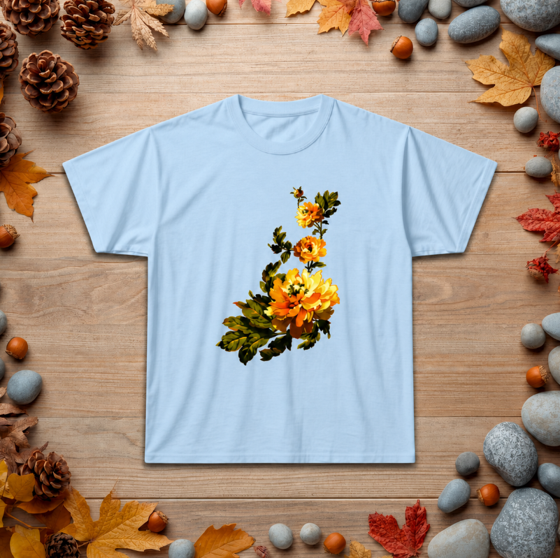Floral Yellow Rose T‑Shirt — Vintage Garden Graphic Tee