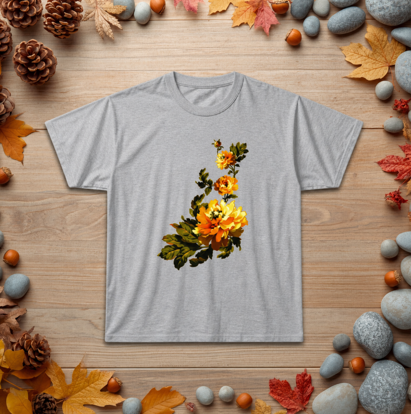 Floral Yellow Rose T‑Shirt — Vintage Garden Graphic Tee