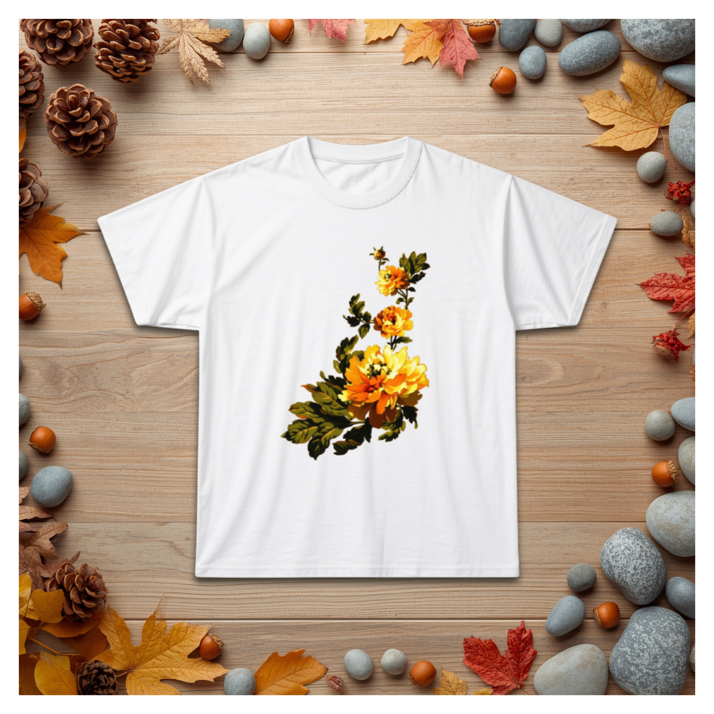 Floral Yellow Rose T‑Shirt — Vintage Garden Graphic Tee