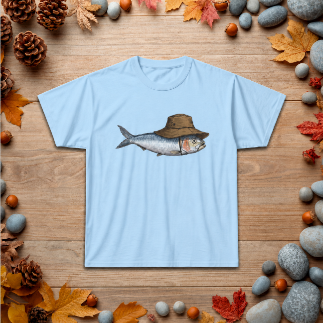 Bucket Hat Fish T‑Shirt — Funny Fisherman Tee