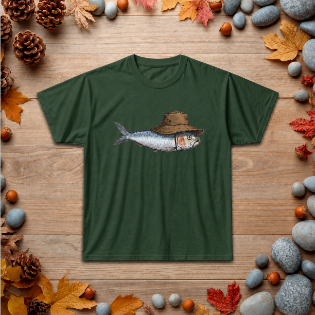 Bucket Hat Fish T‑Shirt — Funny Fisherman Tee