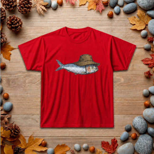 Bucket Hat Fish T‑Shirt — Funny Fisherman Tee