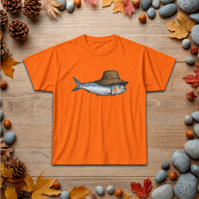 Bucket Hat Fish T‑Shirt — Funny Fisherman Tee