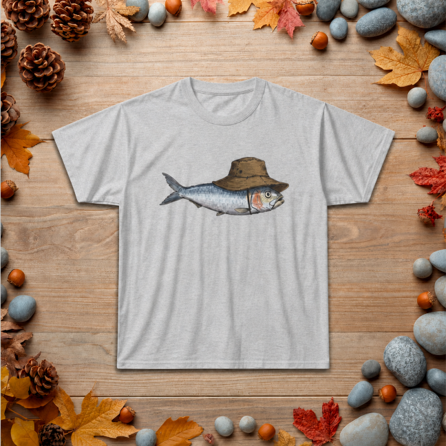 Bucket Hat Fish T‑Shirt — Funny Fisherman Tee