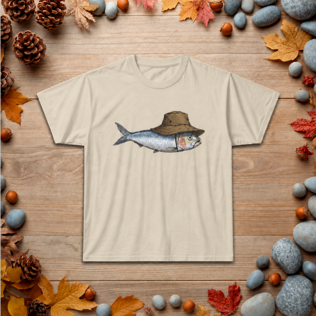 Bucket Hat Fish T‑Shirt — Funny Fisherman Tee