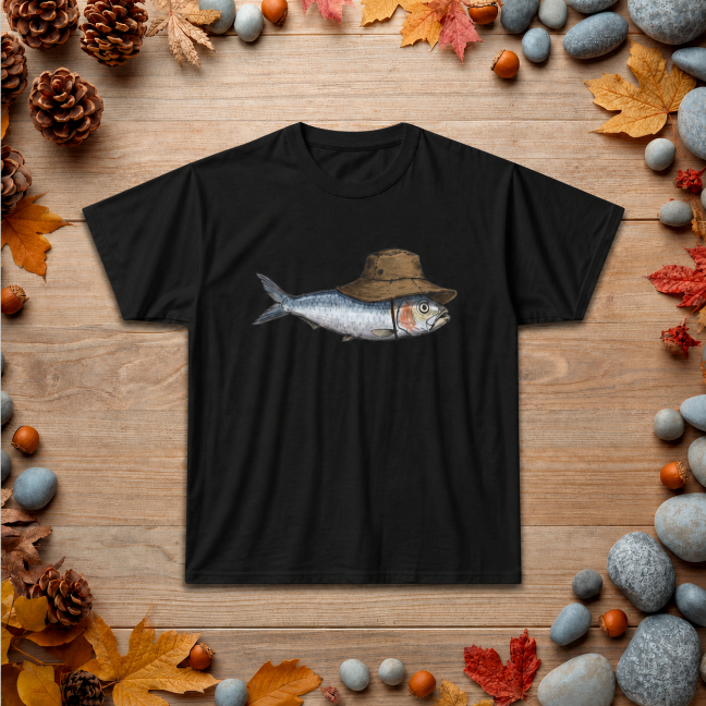 Bucket Hat Fish T‑Shirt — Funny Fisherman Tee