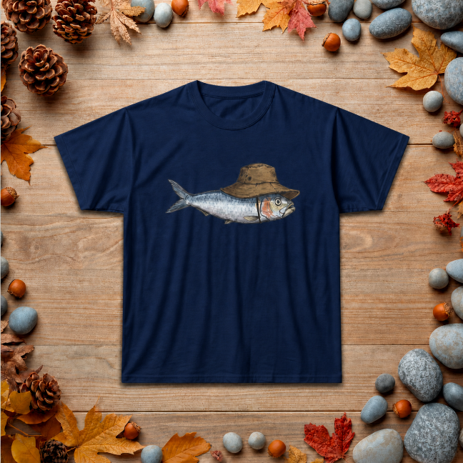 Bucket Hat Fish T‑Shirt — Funny Fisherman Tee