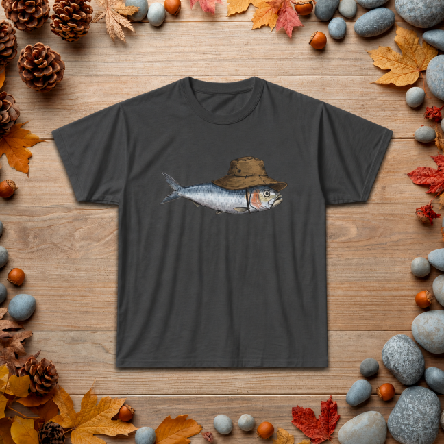 Bucket Hat Fish T‑Shirt — Funny Fisherman Tee