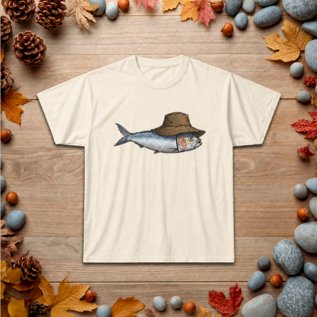 Bucket Hat Fish T‑Shirt — Funny Fisherman Tee