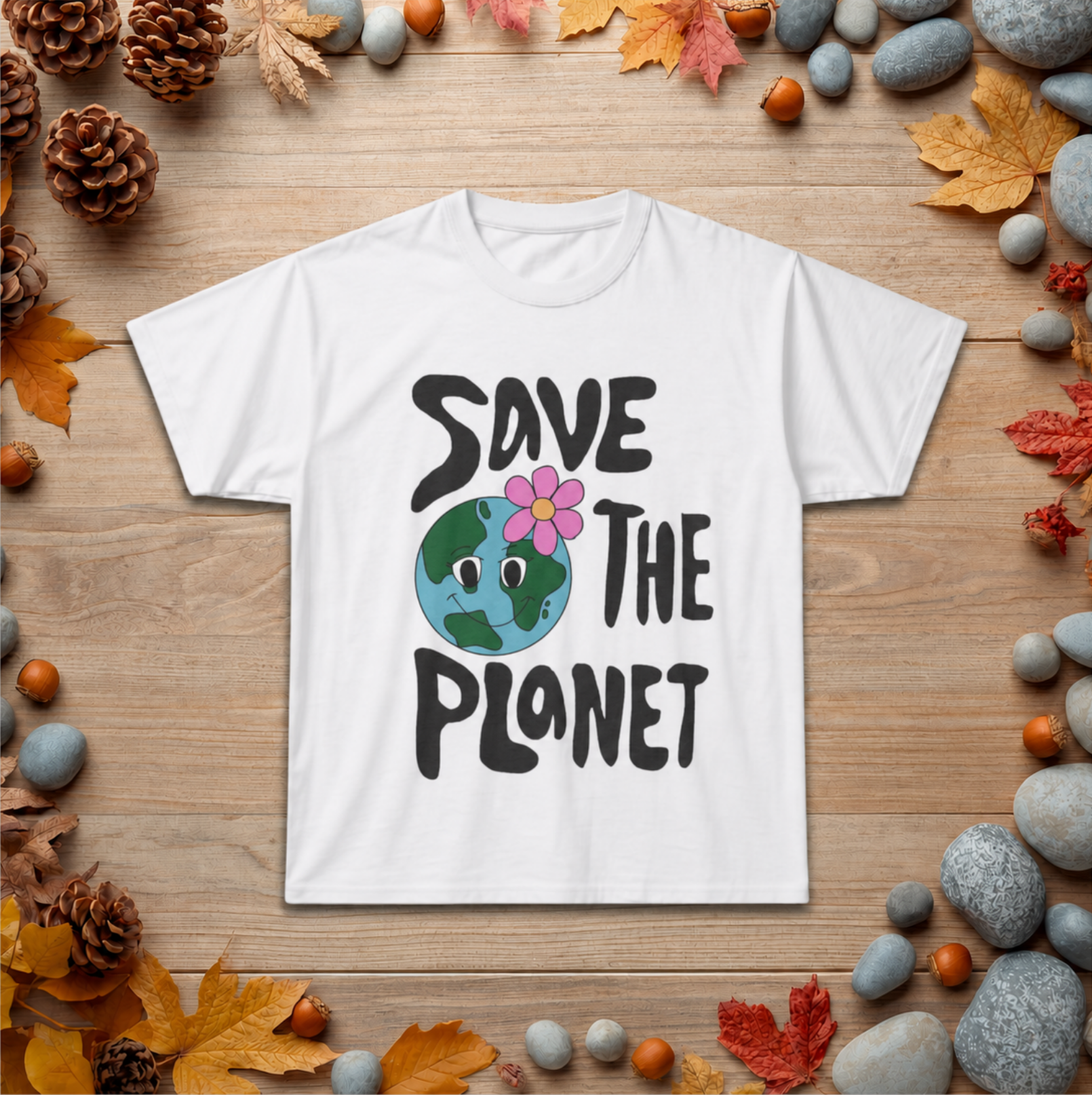 Save the Planet T-Shirt — Cute Earth Graphic Tee for Eco-Friendly Activists