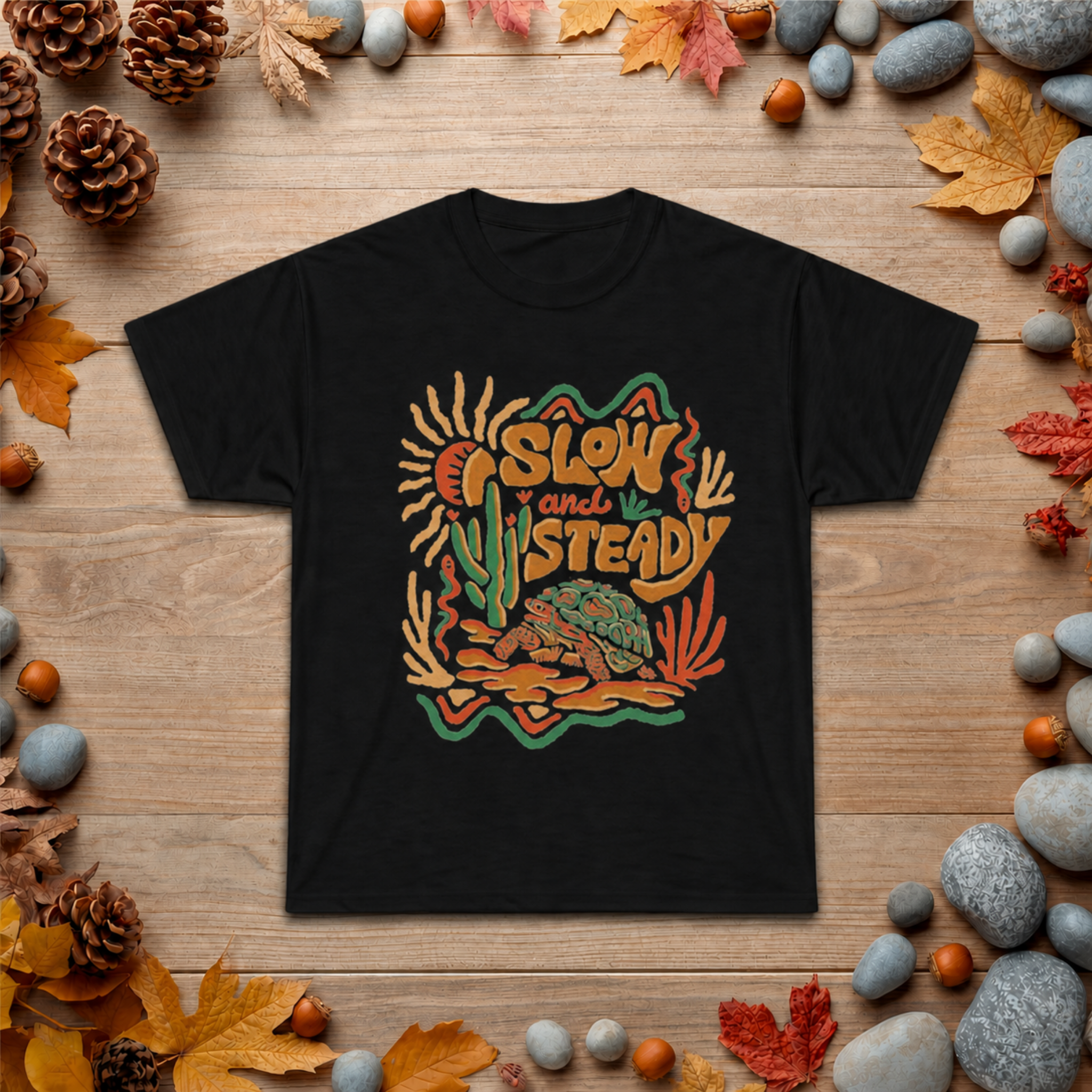 Slow and Steady T-Shirt — Retro Desert Turtle Graphic Tee