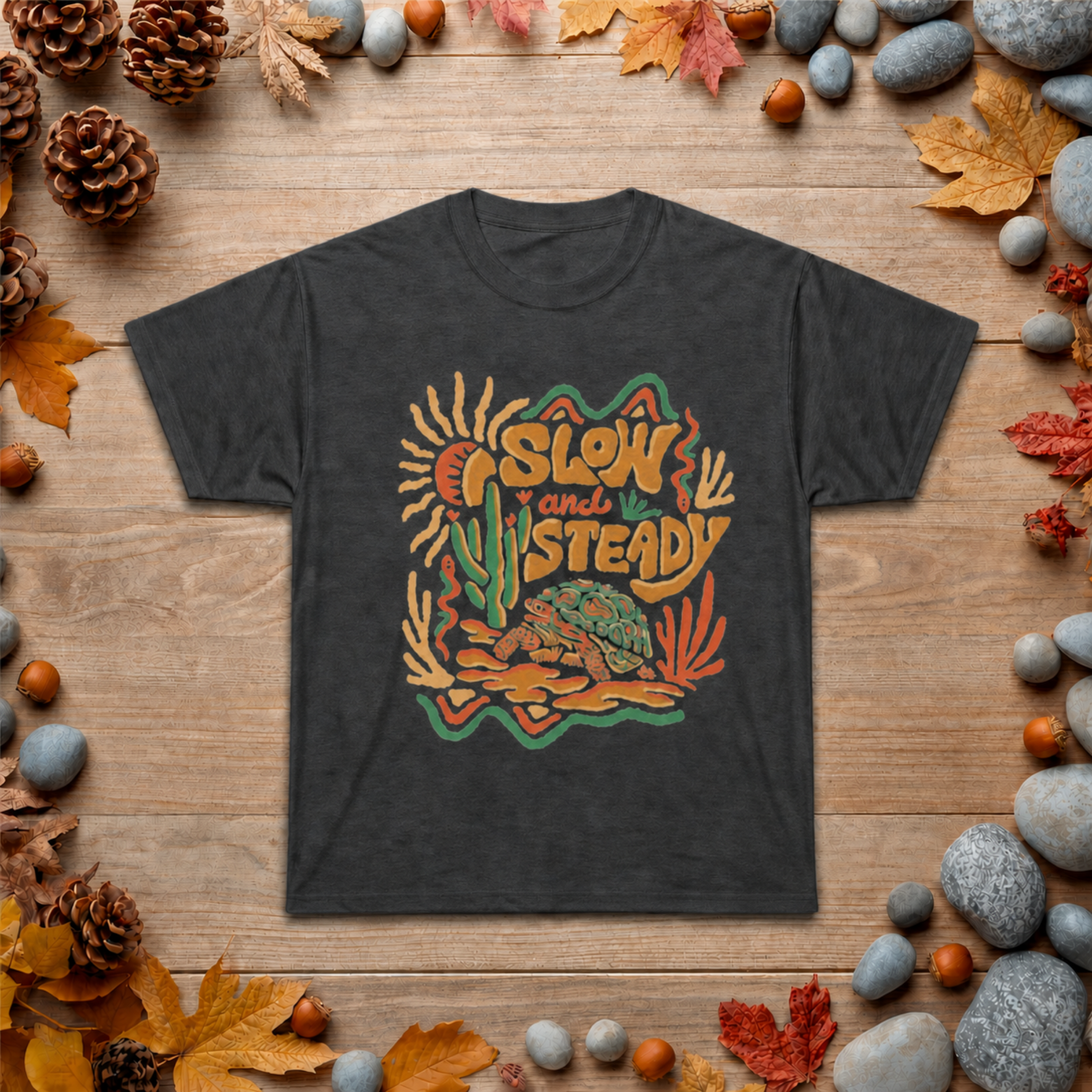 Slow and Steady T-Shirt — Retro Desert Turtle Graphic Tee