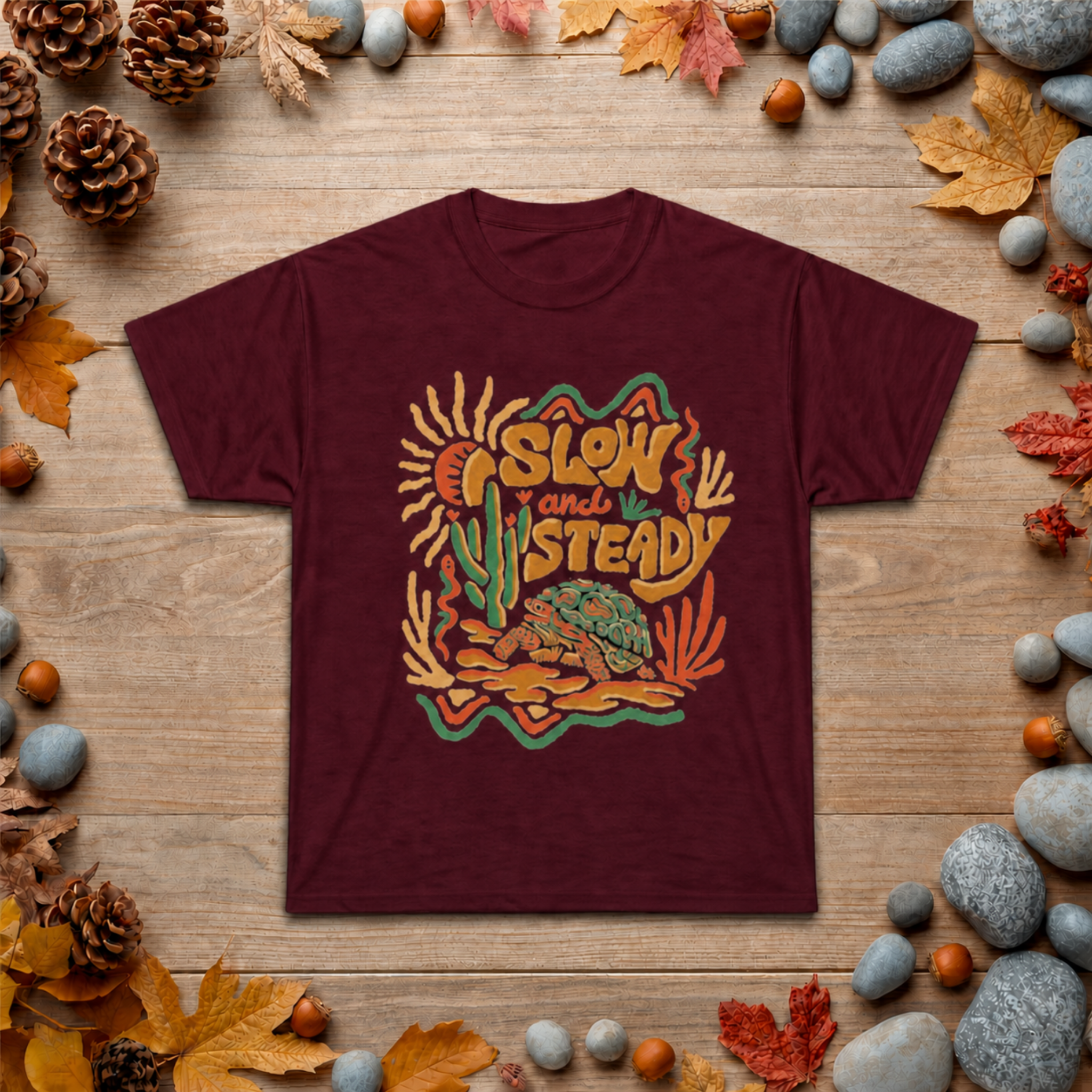 Slow and Steady T-Shirt — Retro Desert Turtle Graphic Tee