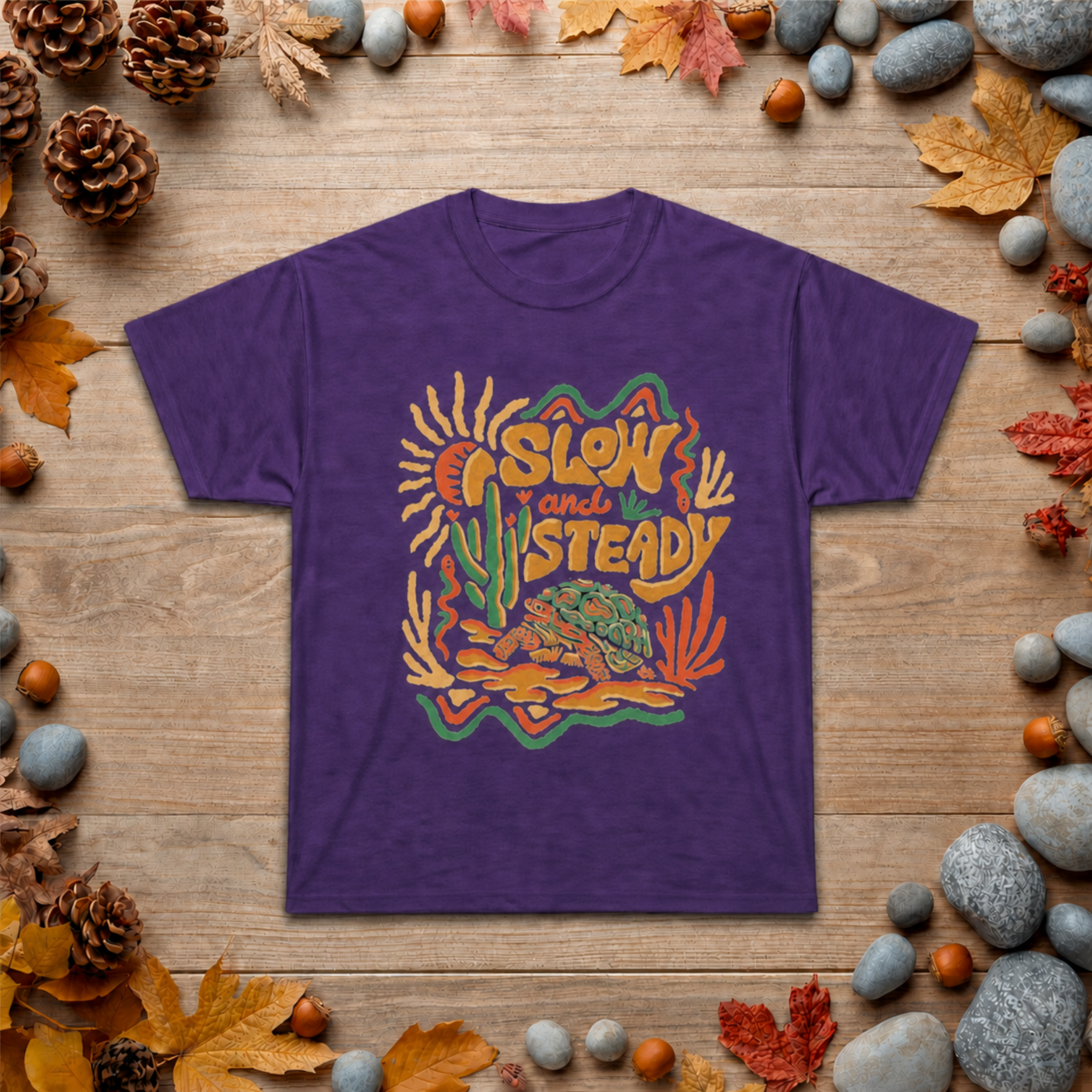 Slow and Steady T-Shirt — Retro Desert Turtle Graphic Tee